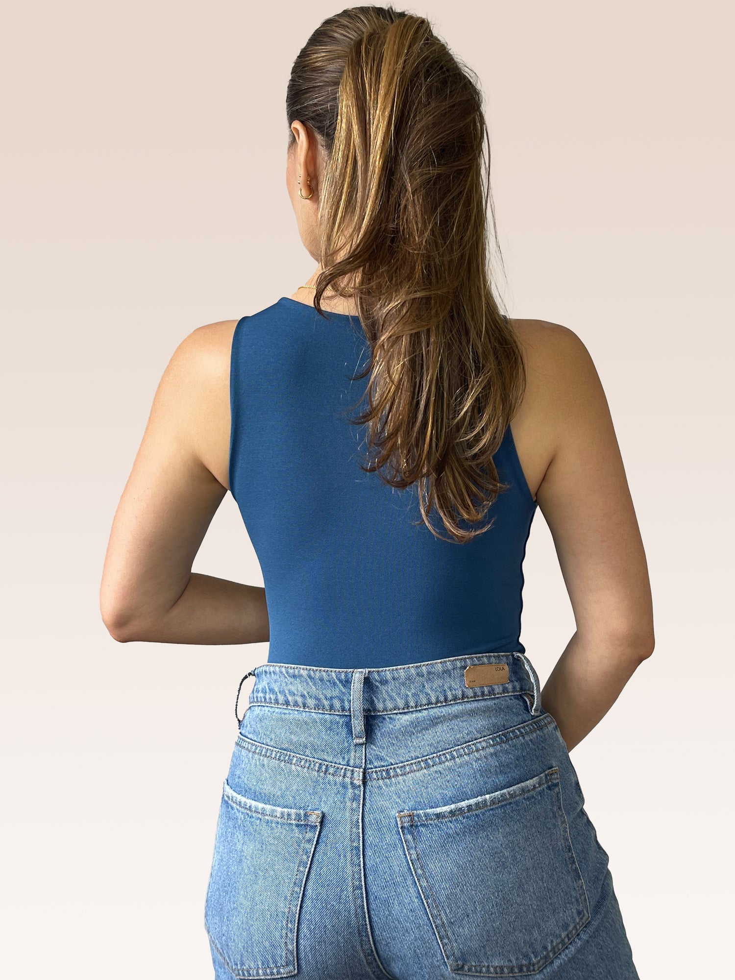 Body Básico Cuello Redondo Doble tela, Azul Petróleo , Talla Única