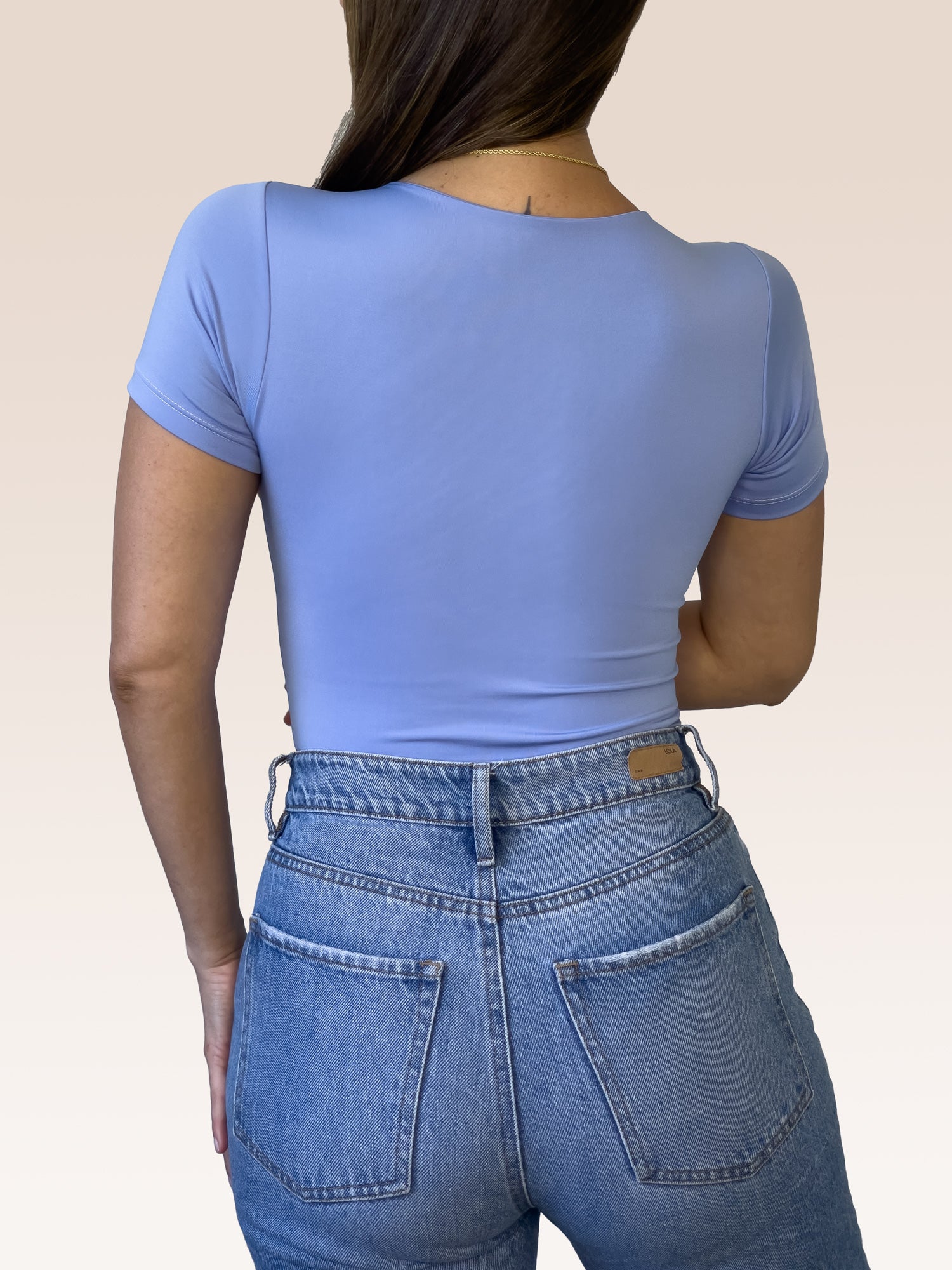 Body Manga Corta Doble tela Azul Celeste Talla Única