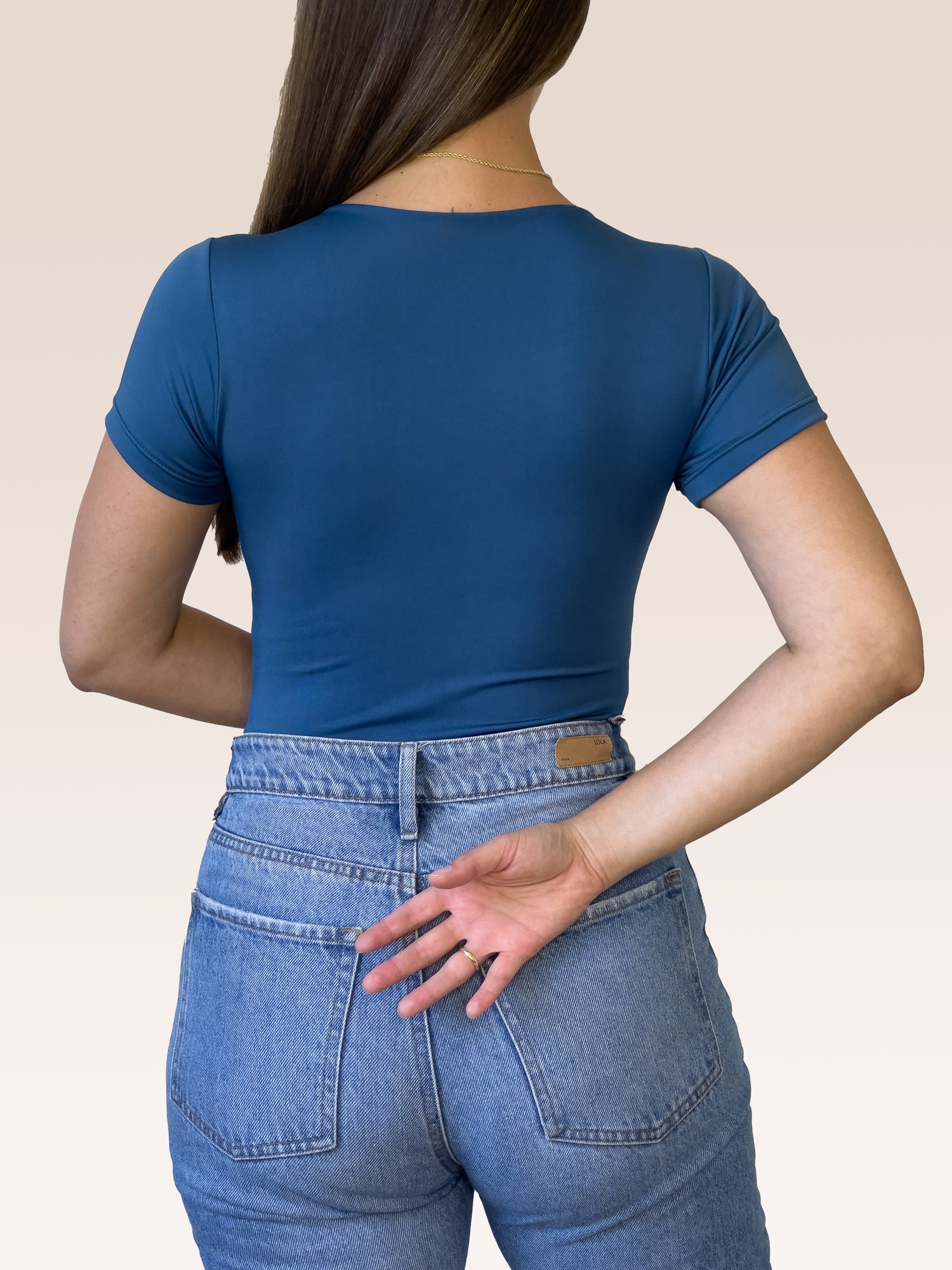 Body Manga Corta Doble tela Azul Petróleo Talla Única