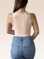 Body Básico Cuello Redondo Doble tela, Beige , Talla Única