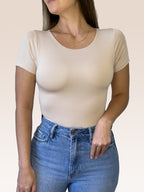 Body Manga Corta Doble tela Beige Talla Única