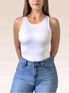 Body Básico Cuello Redondo Doble tela, Blanco , Talla Única
