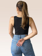 Body Básico Cuello Redondo Doble tela, Negro , Talla Única