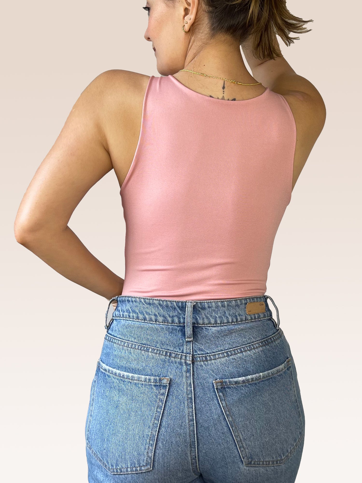 Body Básico Cuello Redondo Doble tela, Rosa Viejo , Talla Única