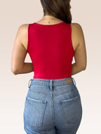 Body Básico Cuello Redondo Doble tela, Rojo , Talla Única