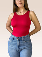 Body Básico Cuello Redondo Doble tela, Rojo , Talla Única