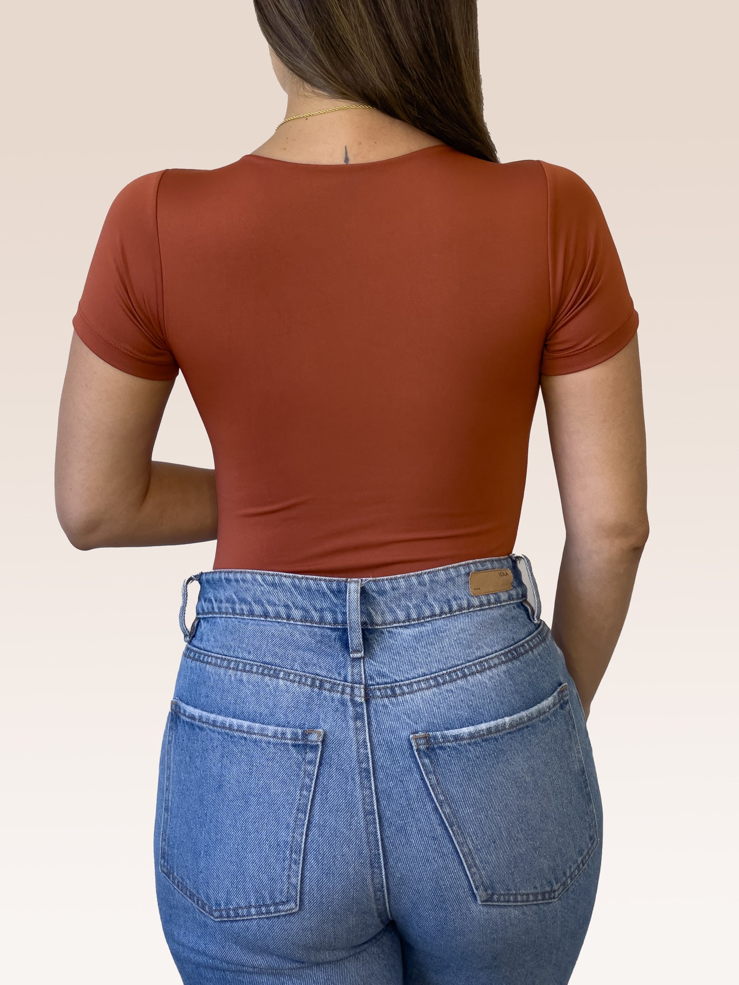 Body Manga Corta Doble tela Terracota Talla Única
