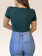 Body Manga Corta Doble tela Verde Oscuro Talla Única