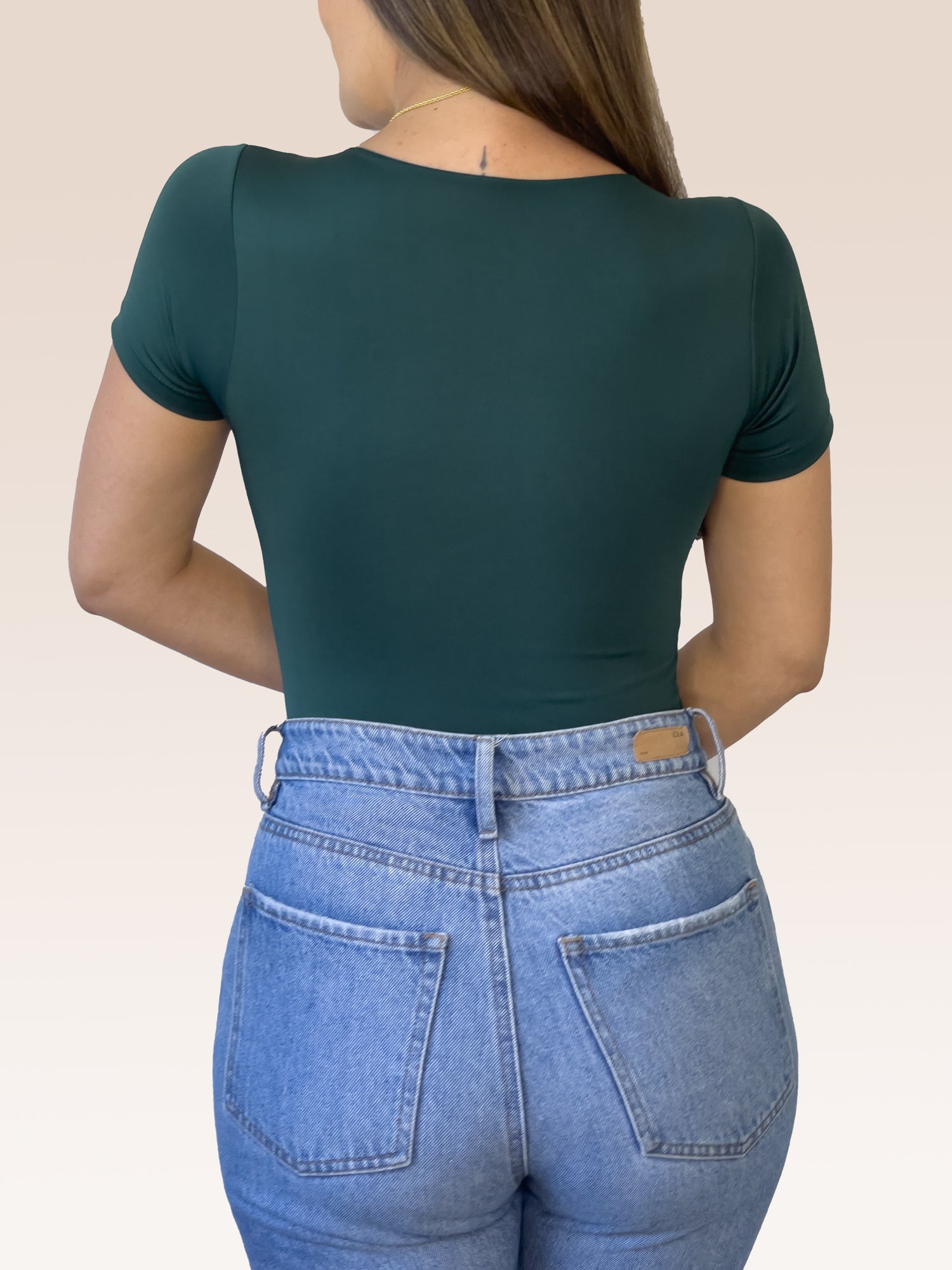 Body Manga Corta Doble tela Verde Oscuro Talla Única