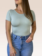 Body Manga Corta Doble tela Verde Pistacho Talla Única