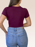 Body Manga Corta Doble tela Vinotinto Talla Única