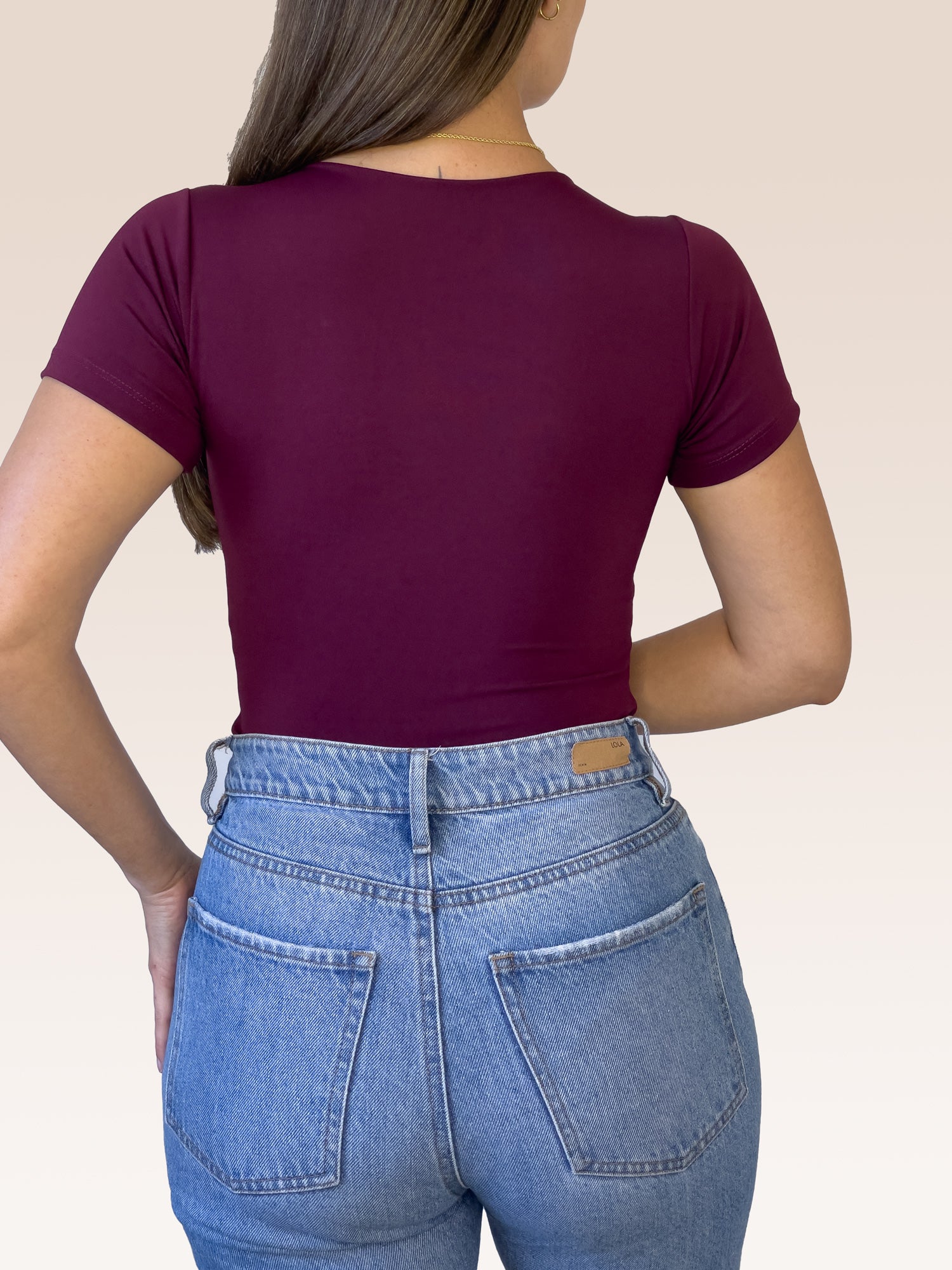 Body Manga Corta Doble tela Vinotinto Talla Única