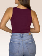 Body Básico Cuello Redondo Doble tela, Vinotinto , Talla Única