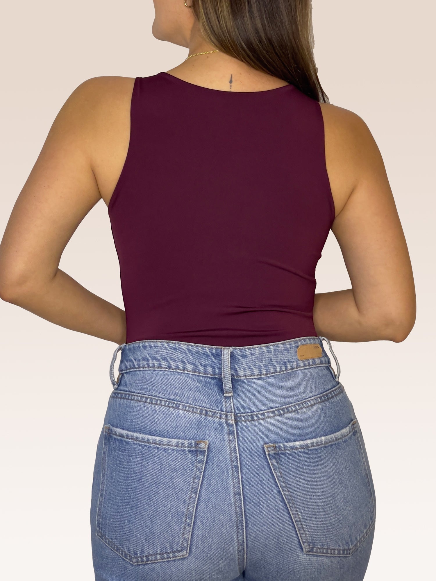 Body Básico Cuello Redondo Doble tela, Vinotinto , Talla Única
