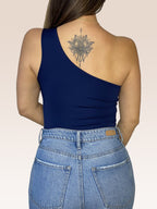 Body de un solo Hombro doble tela Azul Oscuro Talla Única