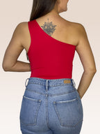 Body de un solo Hombro doble tela Rojo Talla Única