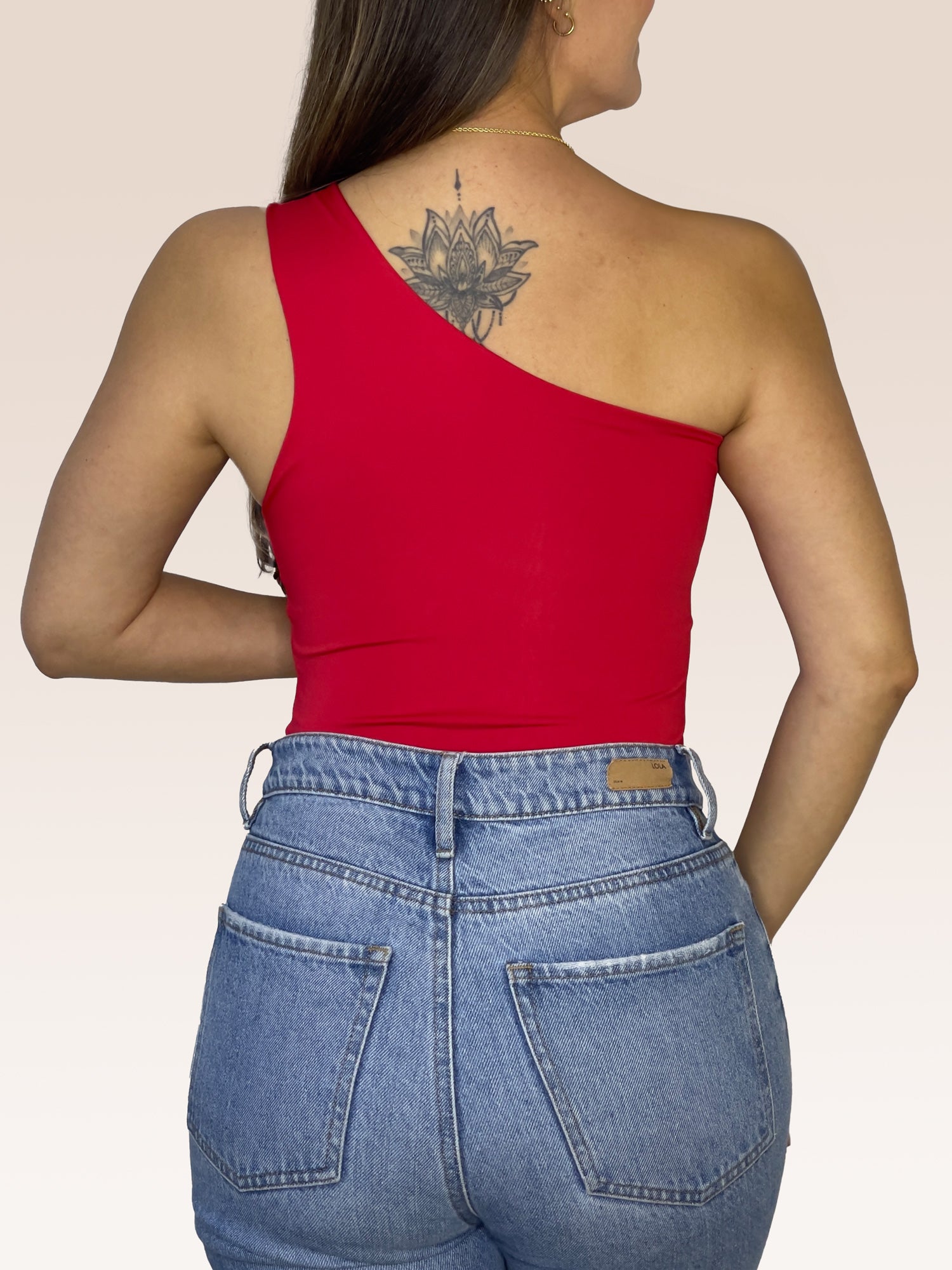 Body de un solo Hombro doble tela Rojo Talla Única