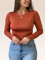 Blusa Básica Manga Larga Doble Tela