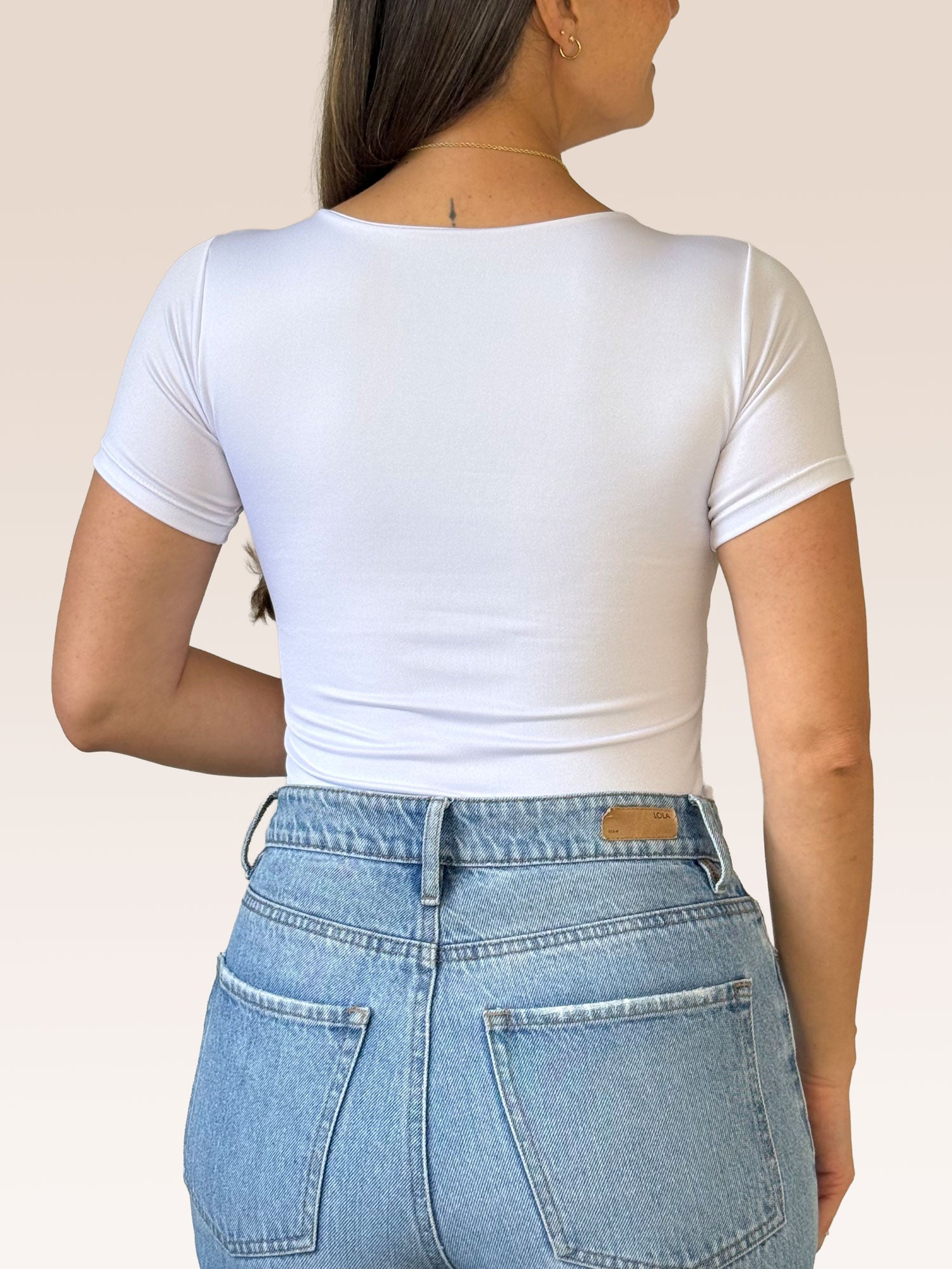 Blusa Básica Manga Corta Doble Tela Blanco
