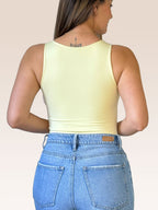 Body Básico Cuello Redondo Doble tela, Amarillo pastel , Talla Única