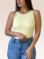 Body Básico Cuello Redondo Doble tela, Amarillo pastel , Talla Única