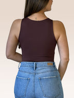 Body Básico Cuello Redondo Doble tela, Café , Talla Única