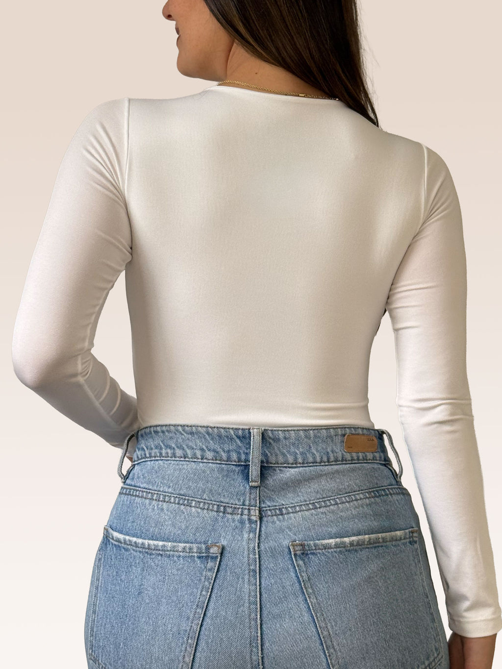 Body Manga Larga Cuello Redondo Doble tela
