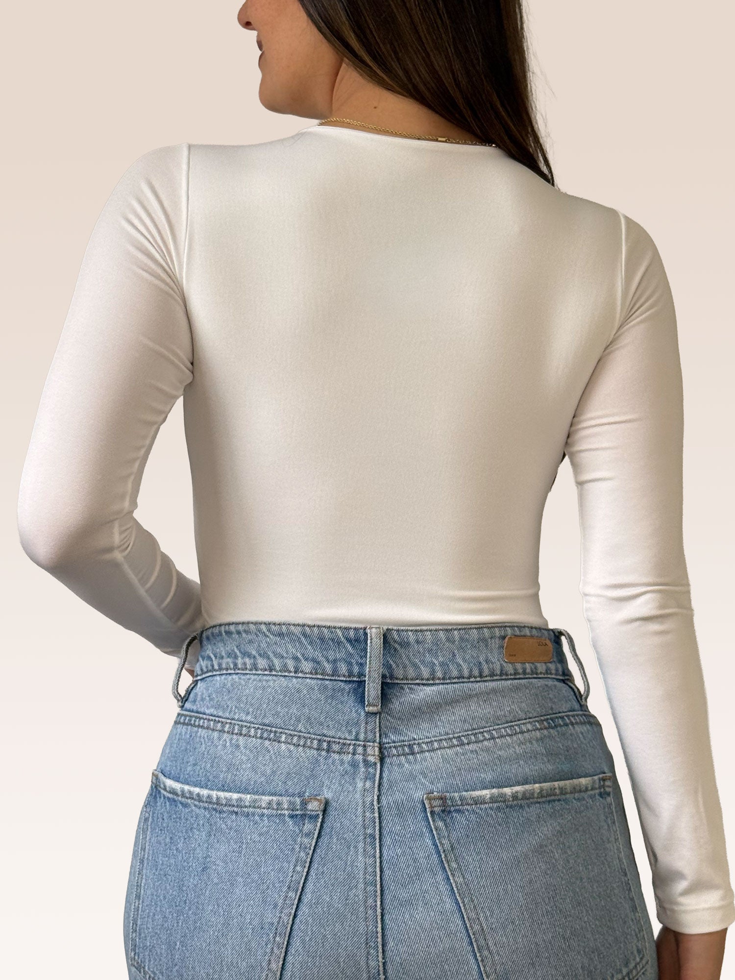 Body Manga Larga Cuello Redondo Doble tela