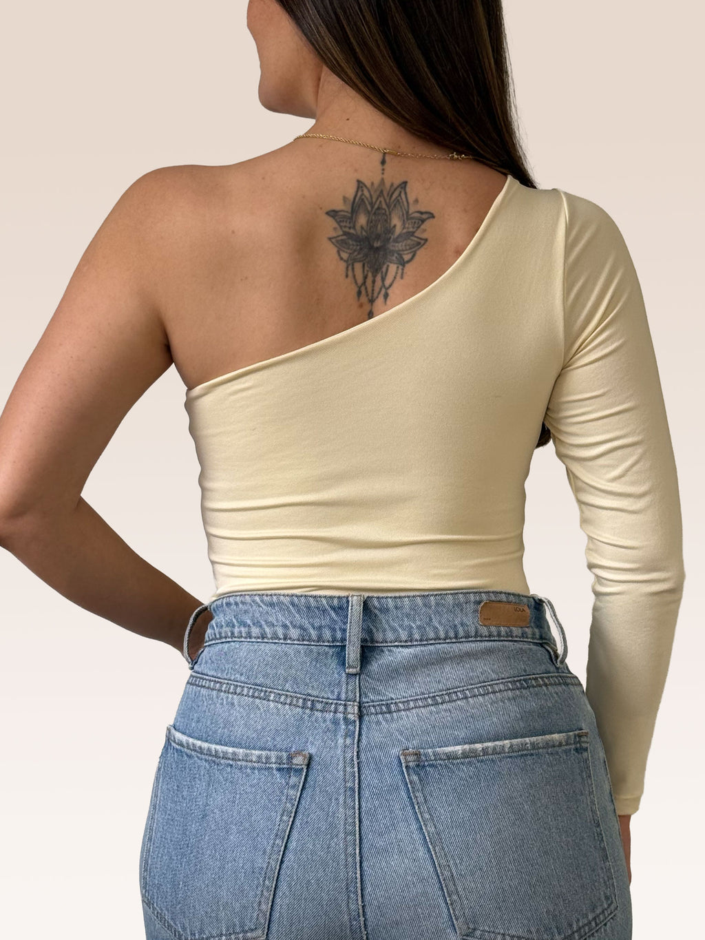 Body de un solo Hombro Manga Larga doble tela