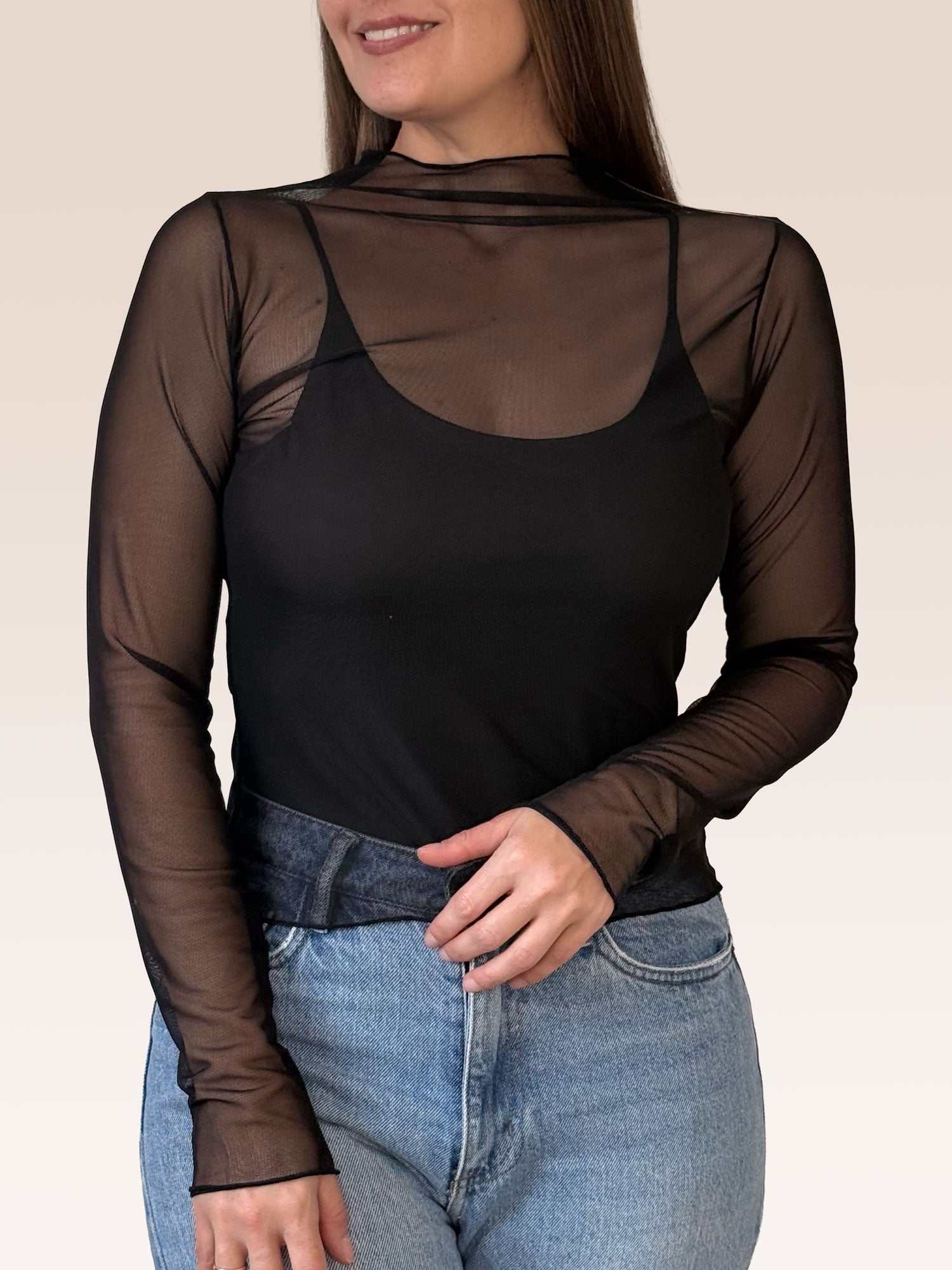 Buso Manga Larga Malla+ Básica interior Negro S - M