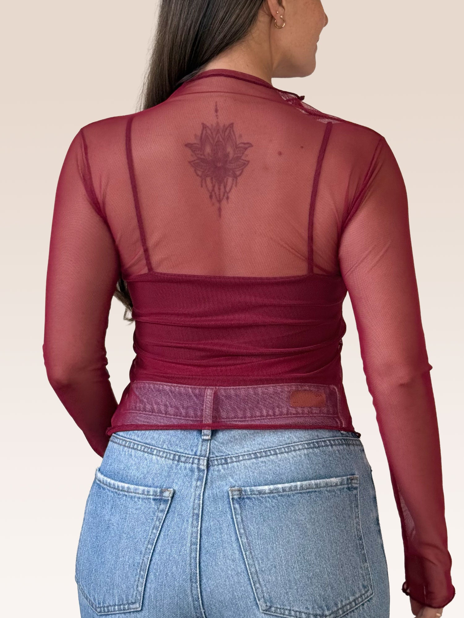 Buso Manga Larga Malla+ Básica interior Vinotinto S - M