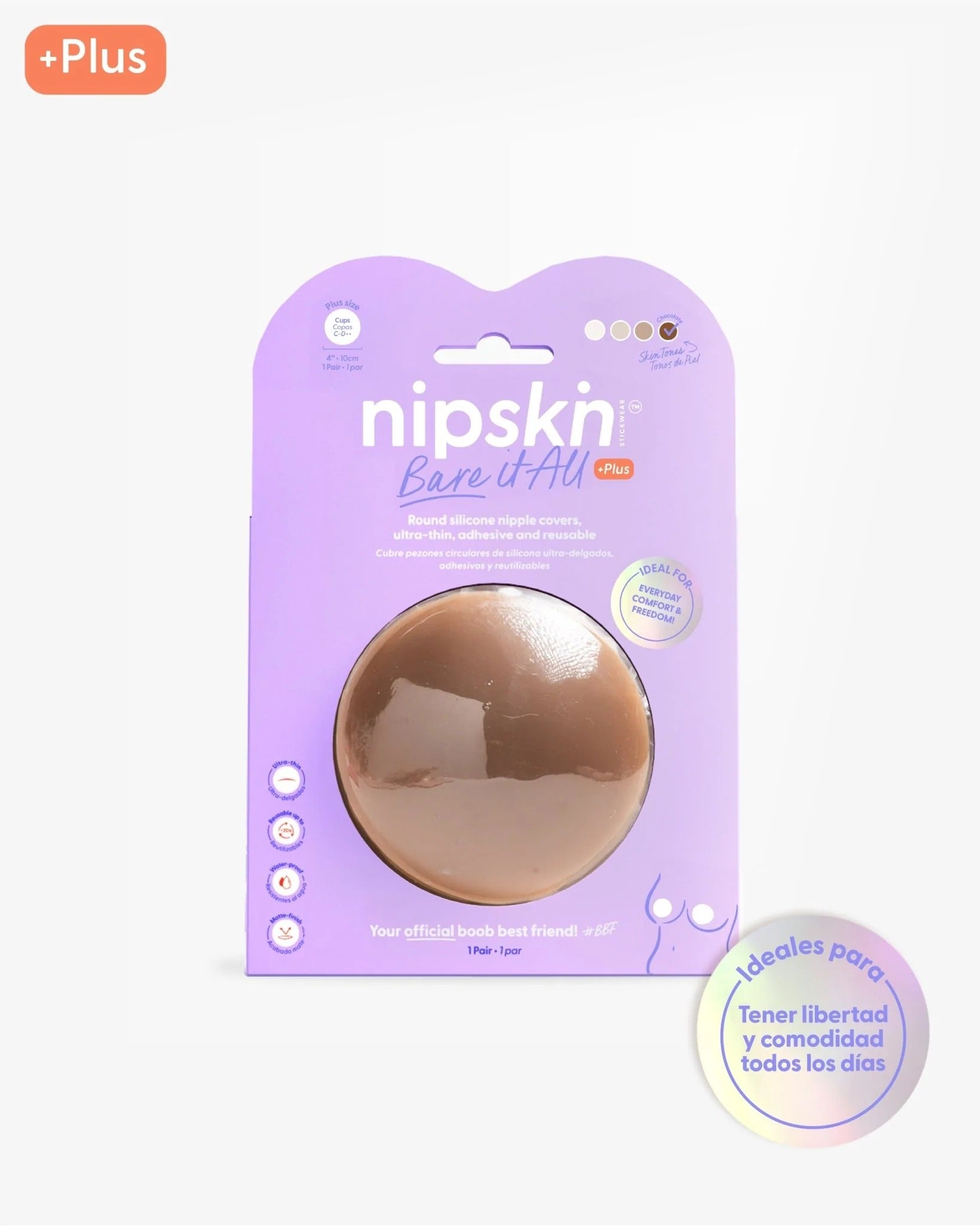 Cubrepezones de Silicona Reutilizable Nipskin® Plus+ (10 cms) Chocolate